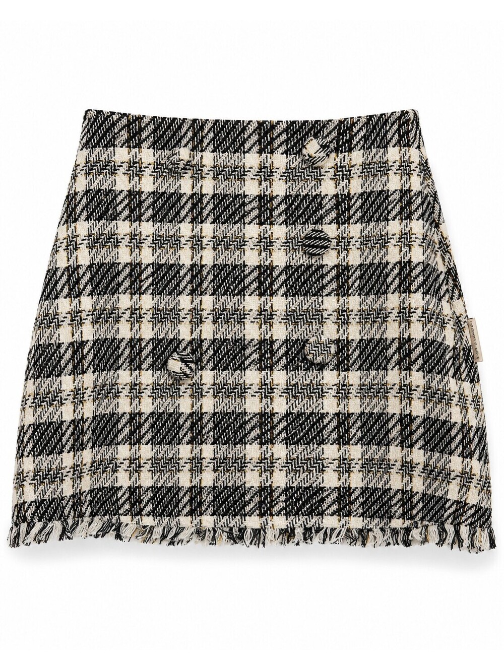 Kendall & Kylie XL Plaid Tweed Mini Skirt Fringe Hem Preppy Indie